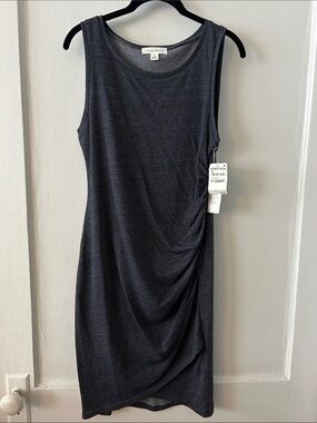 Treasure & Bond Charcoal Sleeveless Ruched Midi Dress